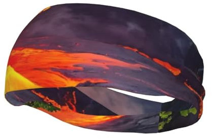 Kilauea Schweißband mit Vulkanaufdruck, vielseitiges Sport-Schweißband für Damen und Herren, atmungsaktiv und feuchtigkeitsableitend