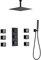 Thermostatic Shower System with Body Jets Black Shower Faucet with Handheld Sprayer and Square Rain Shower Head Shower Combo Set Concealed Tub and Shower Trim Kit,Type B,16 Inches