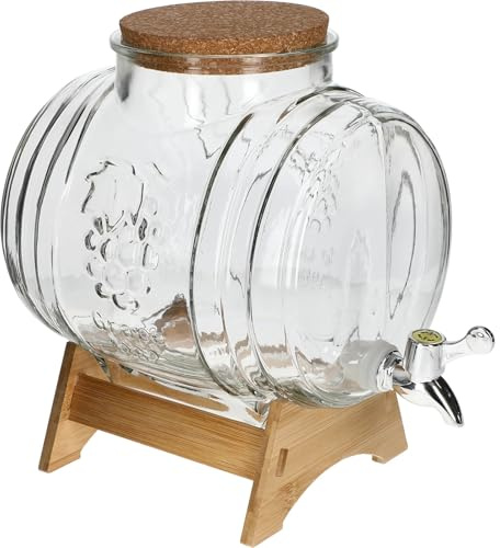Glasbehälter 5 L mit Zapfhahn – lilawelt24 Glasfass mit Ausgießer – Getränkespender für Saft Wasser Likör Ansatz – Glaskanister mit Hahn