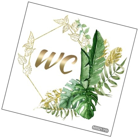 DOITOOL Sticker Mural Autocollants Verts Wc Pour Toilettes Et Salle De Bain, Autocollant Auto-adhésif Décoratif Végétal, Panneau De Porte Wc Pour Intérieur, Décoration Murale Autocollante, Lot Unique