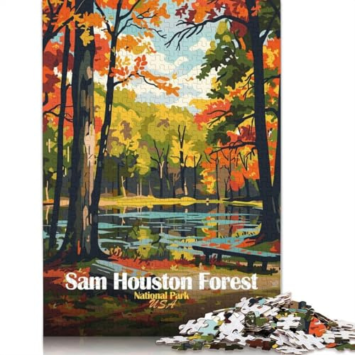 500-teiliges quadratisches Puzzle „Sam Houston Forest National Park“ für Erwachsene, Holzpuzzle, Lernspiel für Kinder, 500 Teile (52 x 38 cm)