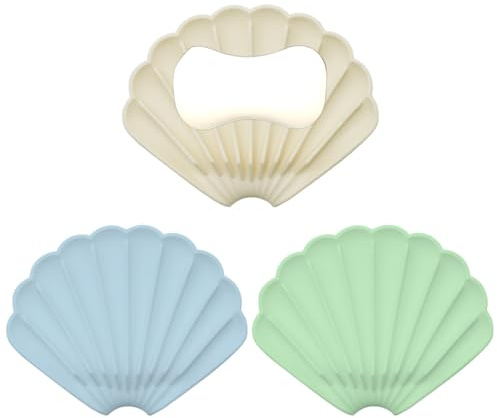 VEOIRXU 3 Pezzi Porta Saponetta in Silicone Con Scolo Portasaponetta Conchiglia Portasaponetta Porta Saponette Solida Portasapone Da Lavandino Per Bagno Cucina E Doccia (3 Colores)