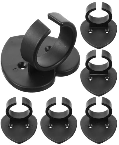 IMIKEYA 6pcs Black Microphone Wall Mount Bracket with Anti-rolling Rings and Heart-shaped Mic Holder Clips for Live Sound and Stage Microphone Accessories
