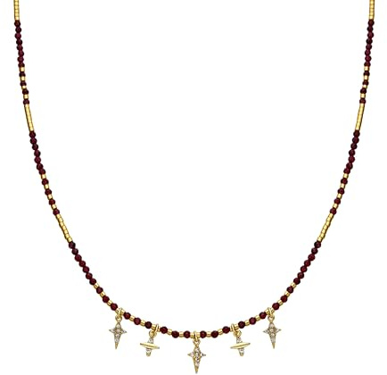 LUXENTER Halskette aus 925er-Sterlingsilber mit glänzendem Zirkonia, Finish in 18-karätigem Gold, mehrfarbig, kurze Halskette, Damenschmuck, Modell Paila