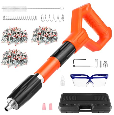 Pistola sparachiodi manuale con 300 cartucce, pistola per chiodi a 5 velocità, pistola per chiodi per cemento per acciaio e calcestruzzo, pistola per chiodi portatile per nascondere soffitti/cavi con