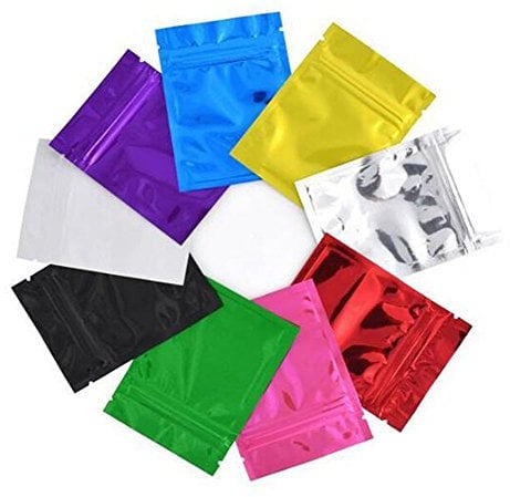 100 Stück bunte selbstdichtende Vakuum-Aluminiumfolien-Verpackungsbeutel mit Druckverschluss, Mylar-Verpackungsbeutel, Großhandel, Heißsiegelung, Lebensmittelqualität, Probenaufbewahrungsbeutel,