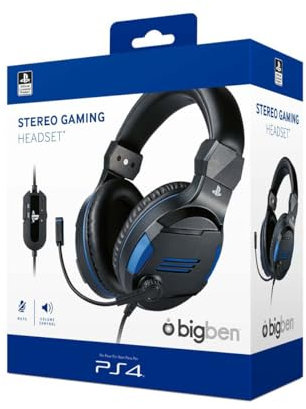 Bigben Cuffia Gaming Licenza Ufficiale Sony - - Playstation 4, Nero/Blu