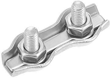 sourcing map 5Pcs 304 Stainless Steel Duplex Wire Rope Clip Cable Clamp Suit for 1mm-1.5mm Rope