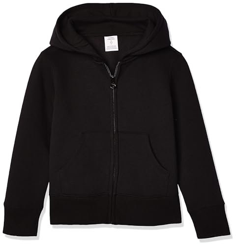 Amazon Essentials Felpe con Cappuccio Foderate in Pile con Cerniera Bambine e Ragazze, Nero, 4 Anni