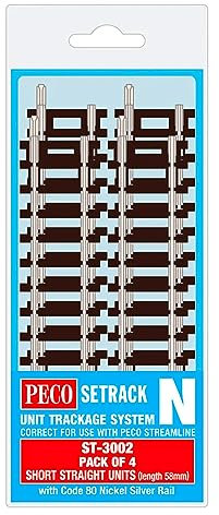 Peco Oo/Ho Setrack 4 X St-2 Short Straight, 58Mm Long