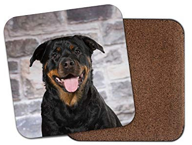 1 x Happy Rottweiler Coaster - Dog Puppy Cute Mum Dad Uncle Auntie Fun #14348