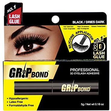 EBIN NEW YORK Grip Bond Eyelash Adhesive (Paddle Type, Black/Dries Dark, 0.18 oz) | Hypoallergenic Latex Free Formaldehyde Free Lasts All Day Ideal for Sensitive Skins