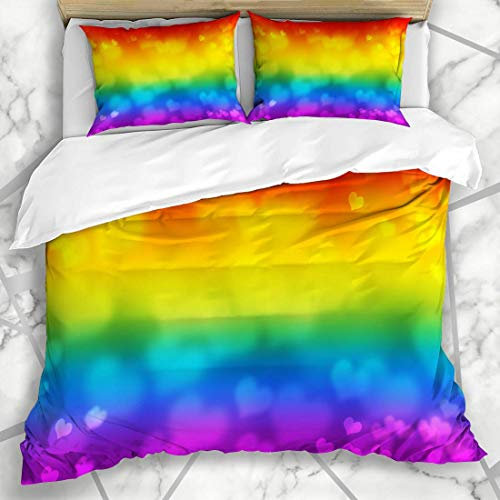 ZORMIEY Bettwäsche - Bettwäscheset Bisexuelle LGBT-Gemeinschaftspaar-Emblem-Freiheit des Regenbogen-homosexuellen Stolzes Mikrofaser weich dreiteilig Mit 2 Kissenbezügen 135 * 200