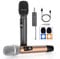 FDUCE Microfono Wireless, Microfono Karaoke, Doppio Sistema Dinamico Palmare UHF con Ricevitore Ricaricabile per Feste, Chiesa, Riunioni, Matrimoni, 200ft (Grigio e Oro)