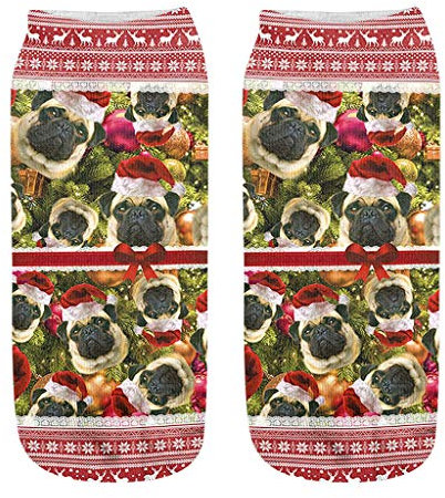 Lässige Arbeitssocken 3D Weihnachten Santa Elk Printing Medium Sportsocken Damen Mädchen Cartoon Socken Weich Sport Socken Strümpfe Füßlinge Bunt Motiv
