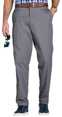 Pegasus Men's Cotton Chino Trousers with Stretch Waistband Versatile, Comfortable & Stylish Smart Casual Pants Charcoal 38W / 29L