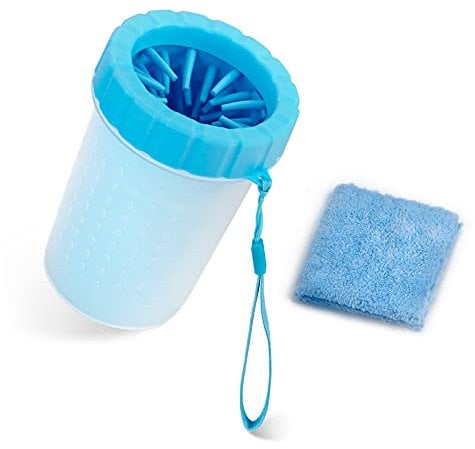 Silicone Pet Cleaning Brush Cup, Dog Paw Cleaner, Portable Foot Washer With Towels - Best for Dogs (Green)
