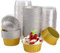 DEAYOU 100-Pack Aluminum Foil Baking Cups with Lids, 5oz Disposable Muffin Cupcake Ramekins, 3 Recyclable Cupcake Foil Liners Mini Tart Pie Tin Pan Holder for Souffle, Pudding, Party, Wedding, Gold