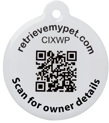 BWM Smart Pet Tag | Scannable QR Code for Lost Pet | Suitable for Dogs and Cats | Includes eZeClip for attaching to Pets Collar | Durable & Secure