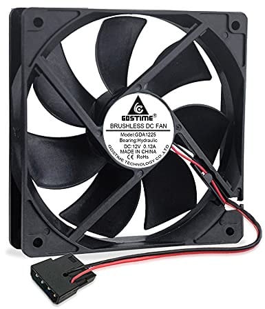 GDSTIME 120mm 12V PC Fan 4 Pin 120 x 25mm 12V Computer Fan 12CM Case Cooler 1500 RPM DC Brushless Cooling For Ventilation Exhaust Replacement