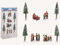 Miniatur-Set mit Bäume Figuren Weihnachtsfigur Winterszene Lichthaus Winterwelt – ideal für Weihnachtsdorf, Krippe, Tischdeko, Modelllandschaft (bunt) (Dorftreiben - Höhe 4-14cm)