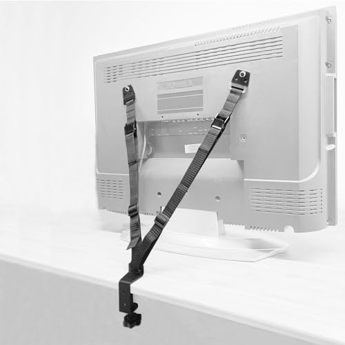 JOLIRSBOX Child Proof TV Safety Straps- TV Earthquake Strap Furniture Anchors Work for Baby Proofing Secures to TV Stand and Walls,Heavy Duty Metal Plate, Adjustable Strap, No Plastic Parts