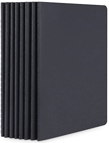 Yarotm Notizbuch A5 Liniert - 8 Stück 100gsm Notizblock a5 Softcover Schwarz - 14x21cm Notizheft Liniertes 60 Seiten /30 Blatt - a5 Notizbuch