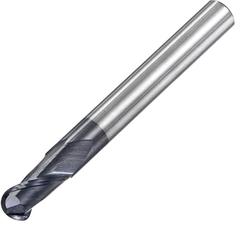 sourcing map Ball Nose End Mill 3mm Tip Radius Solid Carbide AlTiSin Coated CNC Router Bits 2 Flute Spiral Milling Cutter HRC45 with 6mm Shank 75mm (3-inch) Length