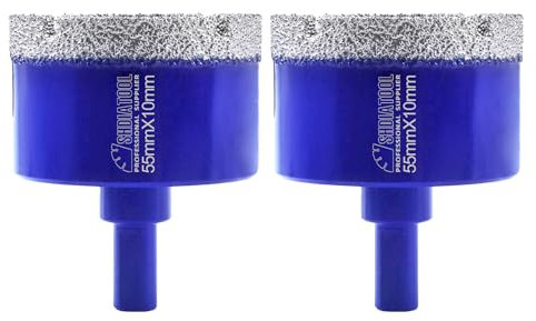 SHDIATOOL Forets Diamant 2PC 55mm Scie Cloche à Tige Triangulaire pour Porcelaine Céramique Carrelage Granit Marbre