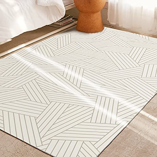 Teppich mädchen deko Zimmer Teenager schalldämmung Teppich Gelb-weißer, moderner, gestreifter Design-Wohnzimmer-Schlafzimmer-Teppich Kinder Zimmer Teppich mädchen 160x230cm