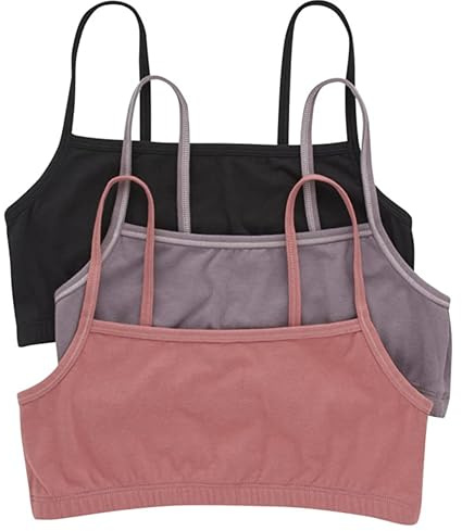 Hanes Lot de 3 brassières avec Ficelle en Coton Soutien-Gorge, Opaque, Noir/Figue épicée/Rouge Terra, XL Femme