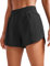 CRZ YOGA Damen Kurz Sporthose Laufhose High Waist Fitness Sport Shorts Kurze Hose mit Reißverschlusstasche Schwarz 36