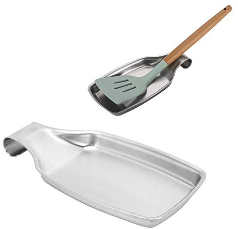 Porta Cucchiaio In Acciaio Inossidabile, 2 pezzi Poggia Cucchiaio Porta Utensili Da Cucina Per Mestoli, Pinze, Spatola, 21cm