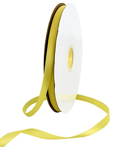 TONIFUL Satinband Helles Gelb 10mm, 91 Meters Dekoration Geschenkband Fein Schleifenband, Stoffband für Hochzeit, Taufe und Geburtstag Geschenke Der Valentinstag Verpackung von Geschenken