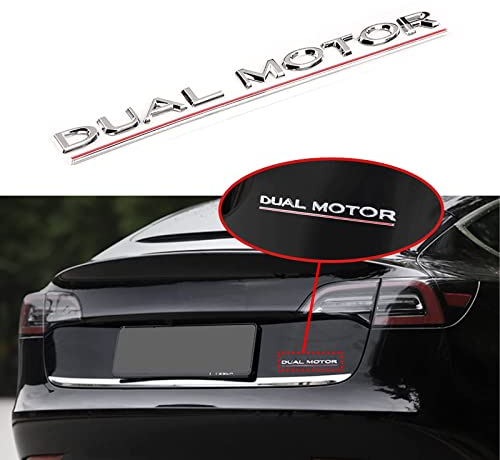 CKPEOR 3D Legierung Dual Motor Abzeichen Aufkleber Auto Emblem Abzeichen Dekor Kompatibel mit Tesla Model 3 Y X S,Silber