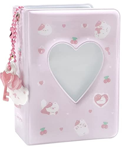 7,6 cm Mini-Fotoalbum, 40 Taschen, Fotokartenhalter, Liebesherz, hohl, Fotokartenhalter