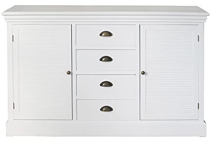 Grafelstein Sideboard Hamptons weiß Lamellen L129cm Anrichte Strandhaus Möbel Long Island