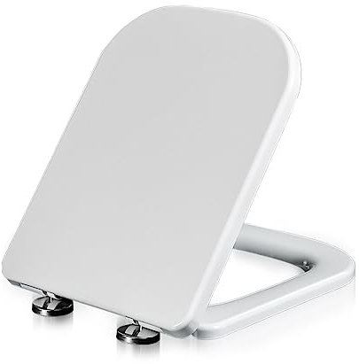 WC Sitz Mit Absenkautomatik Eckig, Toilettendeckel Quick-Release-Funktion Und Softclose, Weiß Klobrille, 360° Verstellbares Scharnier, Klodeckel Quadratischer,04b