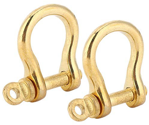 2 Stück Schraubstift-Ankerschäkel, D-Ring-Schäkel, Reines Messing, U-Typ, Schlüsselanhänger, Haken, Goldene Verbindungsschnalle, 10 Mm