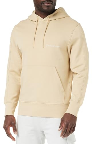 Calvin Klein Jeans INSTITUTIONAL Hoodie J30J324620 Felpe con Cappuccio, Beige (Warm Sand), M Uomo