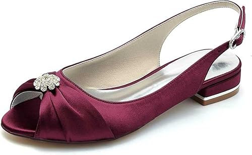 Women Ballet Flats Rhinestone Wedding Ballerina Shoes Dress Shoes For Special Occasions Peep Toe Flat Pumps For Wedding