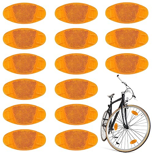 Katzenaugen Fahrrad Reflektoren Speiche Vorne Hinten, 15 Stück Gelb Fahrrad Reflektor Fahrrad Rückstrahler Reflektor in Katzenaugen Speichenreflektoren fürs Rennrad MTB Trekking Bike & Kinder Fahrrad