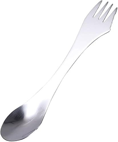 x2pcs Utility Camping Spork Functional Spork Stainless Steel Spork Outdoor Spoon Fork Bottle Can Opener High Functionality 1 Design for Travel Eating Tool Easy to Store + Case (2)