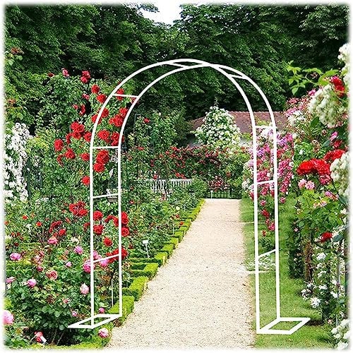 Arco Giardino in Ferro, Arco Pergolato Da Giardino Con Base, Metallo Graticcio Struttura Resistente Alle Intemperie Nero,Bianca,W1.2M*H2.2M