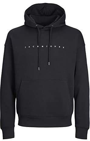 JACK&JONES PLUS Men's Jjestar Jj Sweat Hood Noos Pls Sweatshirt, Black, 2XL
