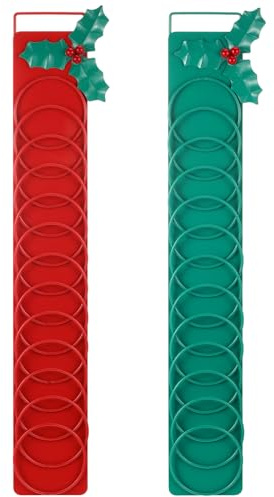 Sliner 2 Stück Weihnachten Metall Stechpalme Kartenhalter Fotohalter Wand Display 48,3 cm L 7,6 cm B Karte Vertikale Metall Wand Foto Hängen für Zuhause, Arbeit, Schule, Party