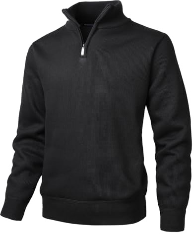 Herothorn Pullover in Pile da Uomo con Collo Alto e Zip - Felpa in Micropile 1/4 di Zip a Manica Lunga Leggera Lavorata a Maglia - Pullover a Maglia Grossa Ispessita