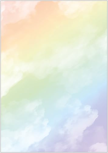 Regenbogen Briefpapier DIN A4 - Papier Rainbow - 20 Blatt - Motiv Nr. 001 | 90g/m²
