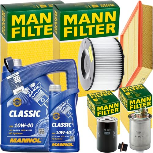 BandelOne enthält Mann Inspektionspaket+6L Mannol 10W-40 Motoröl passend für T4 Bus 2.4+2.5 Tdi