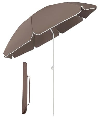 Sekey Parasol de Jardin 160 cm GRS Certifié – Réglable en Hauteur & Inclinaison, UPF50+ avec Polyester Recyclé Imperméable & 8 Baleines Antivents